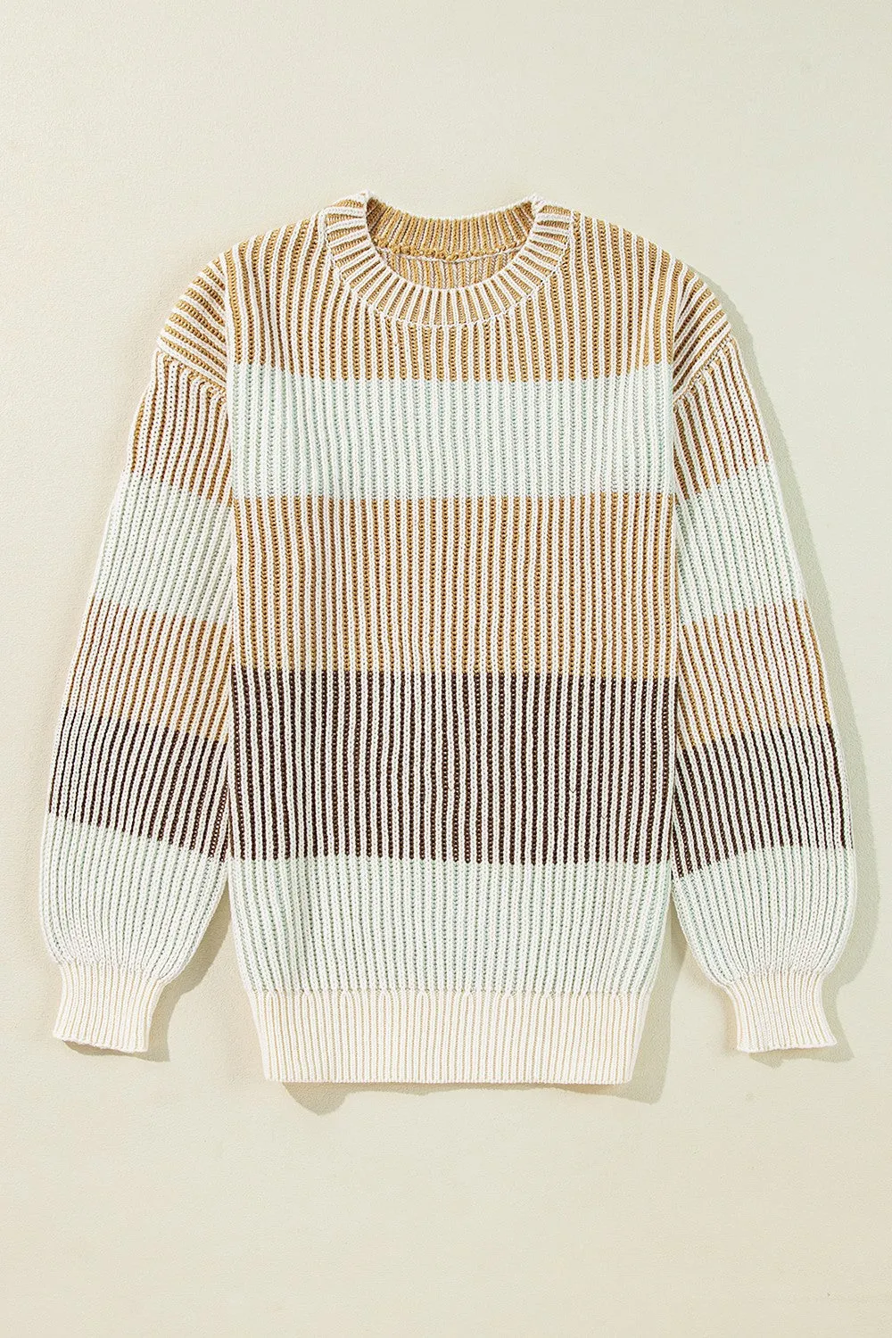 🌈 Striped Color Block Round Neck Long Sleeve Sweater 🌈