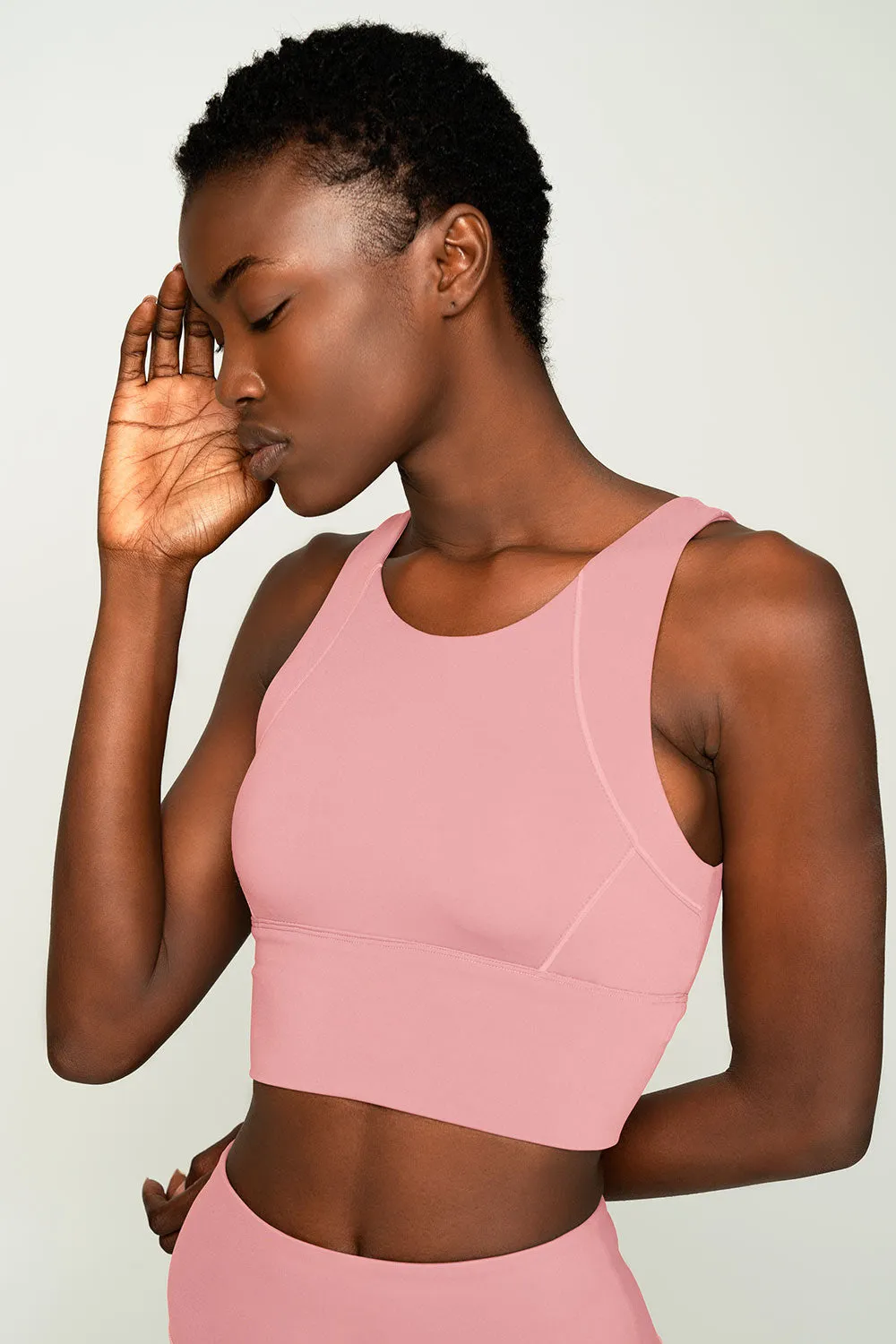 4 for $54 - Dusty Pink Kelly Long Line Full Coverage Padded Sports Bra - Women