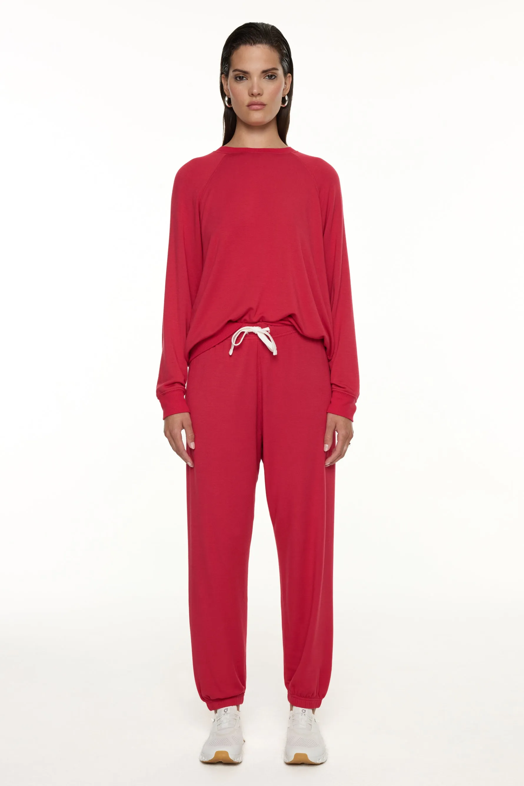 Andie Oversized Fleece Sweatshirt - Pirate Red