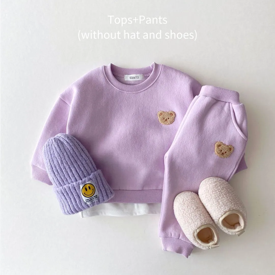 Baby Winter Clothes Sets /Warm Bear Velvet Pullover