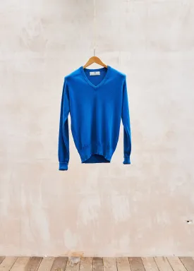 Ballantyne 100% Thick Blue Cashmere V-Neck/ S