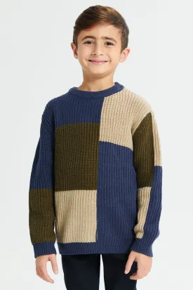 Boys Navy Knitted Pullover