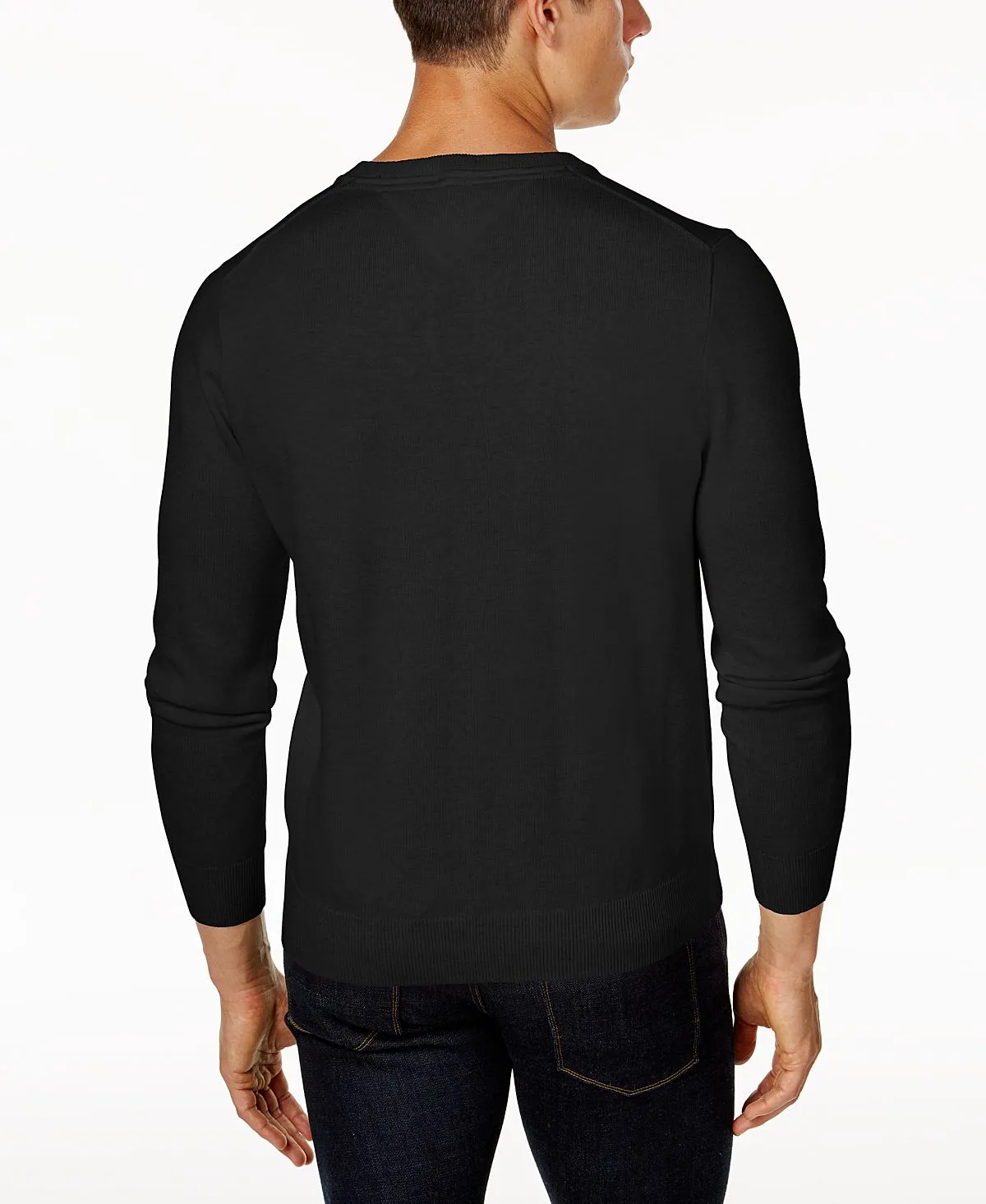 Branded Men's Solid V-Neck Sweater created for Macy's Tommy Hilfiger, black