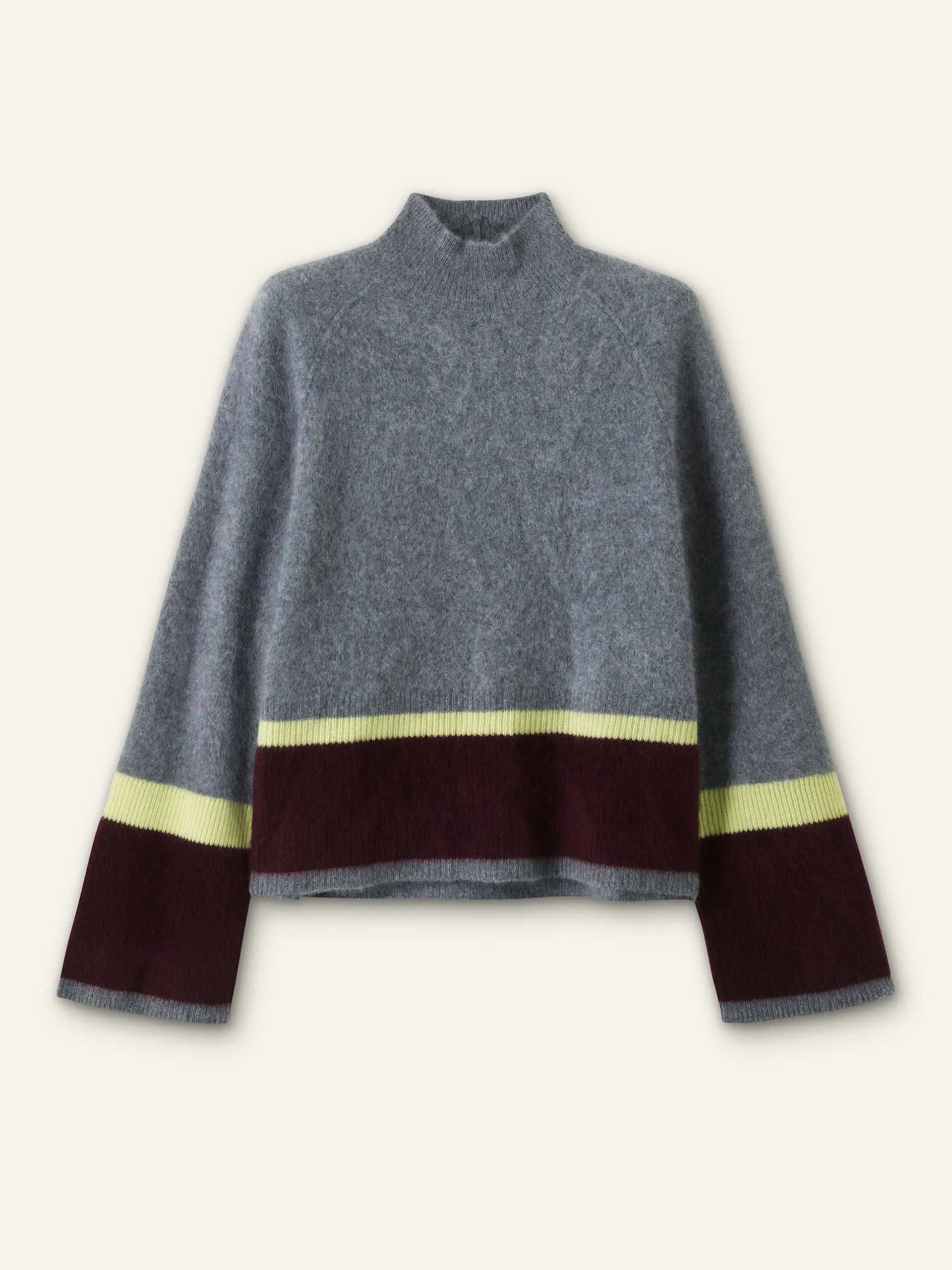 Brushed cashmere relaxed stripe jumper