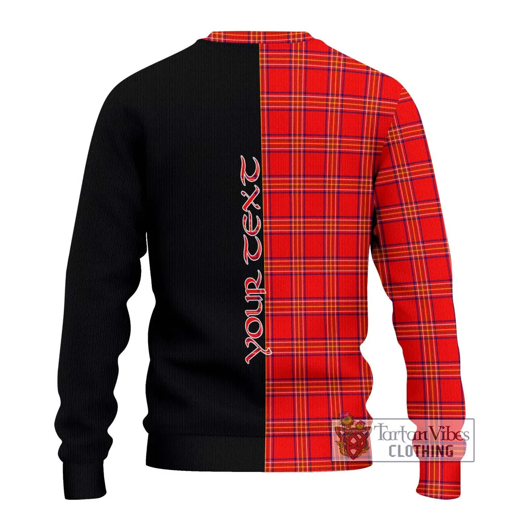 Burnett Modern Tartan Ugly Sweater with Family Crest and Half Of Me Style