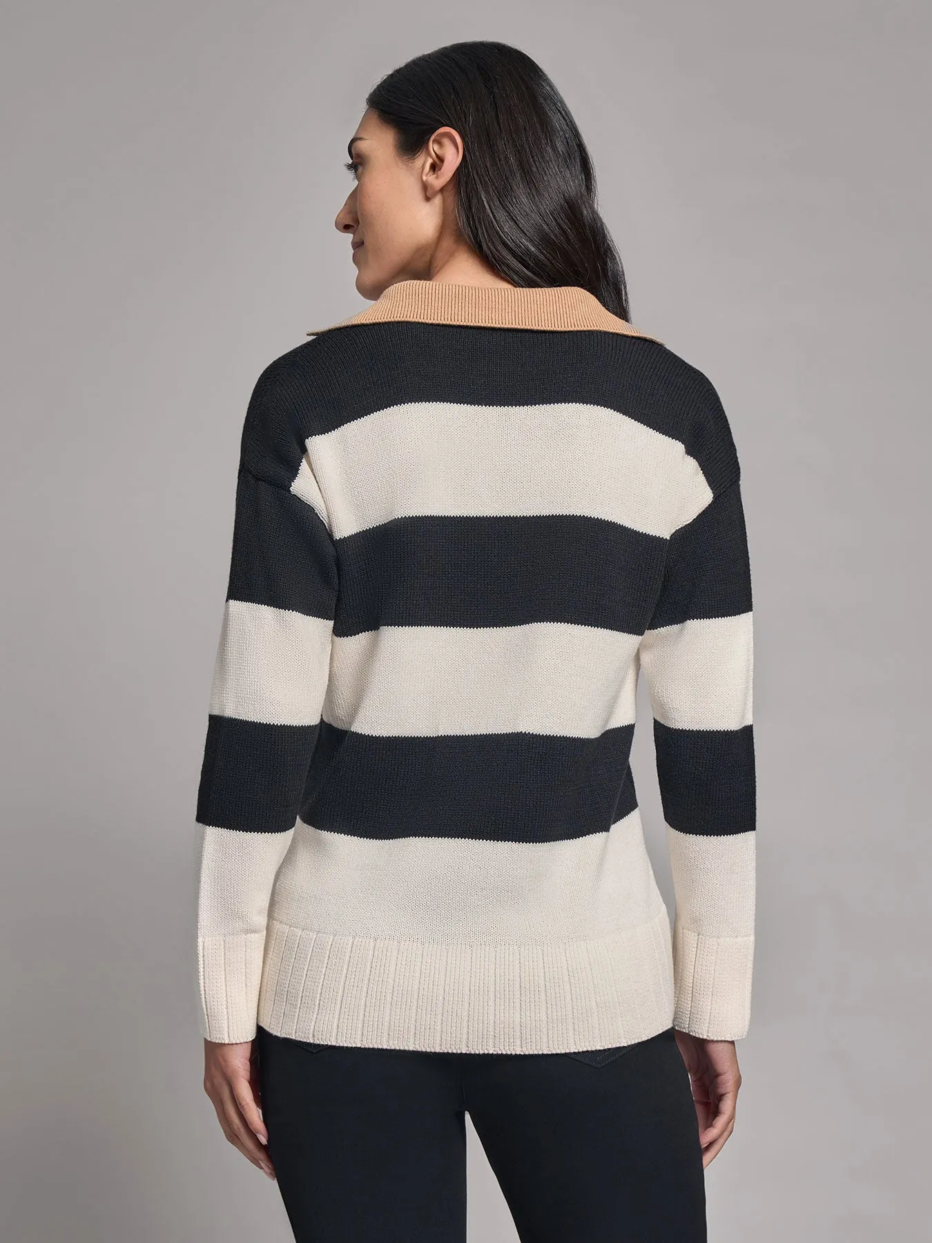 Colorblock Long Sleeve Polo Sweater