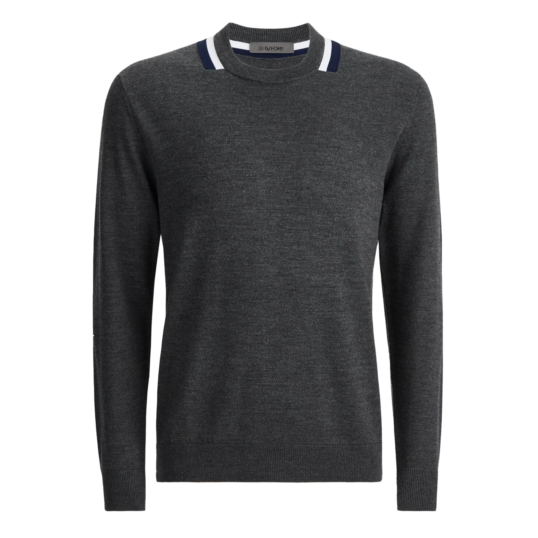 Colorblock Merino Wool Crew Neck Sweater Charcoal - AW24