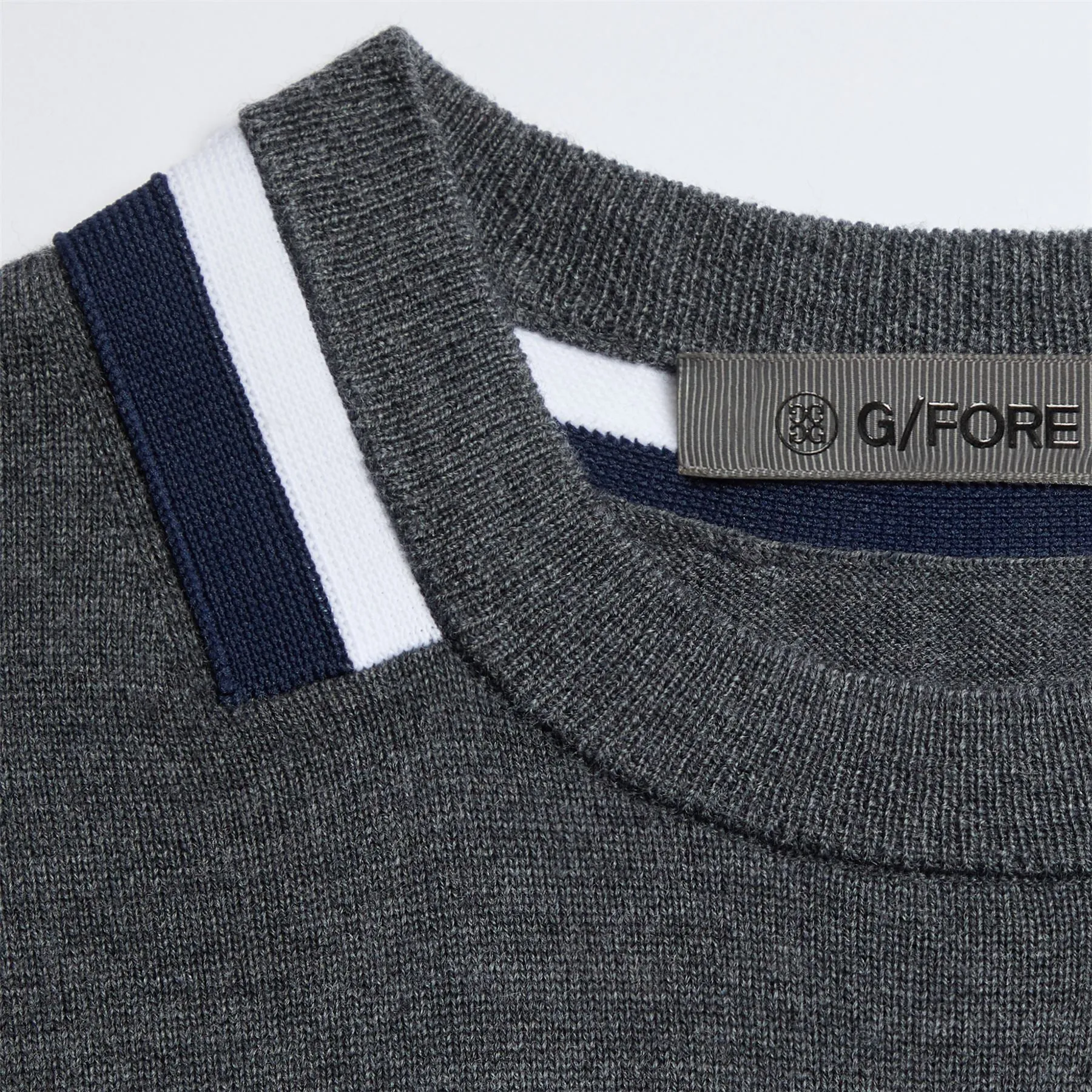 Colorblock Merino Wool Crew Neck Sweater Charcoal - AW24