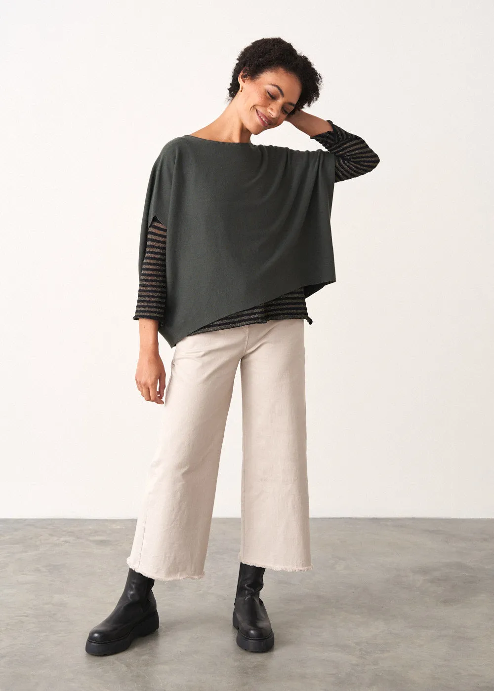 COSIMA SLEEVELESS SWEATER - GREY GREEN