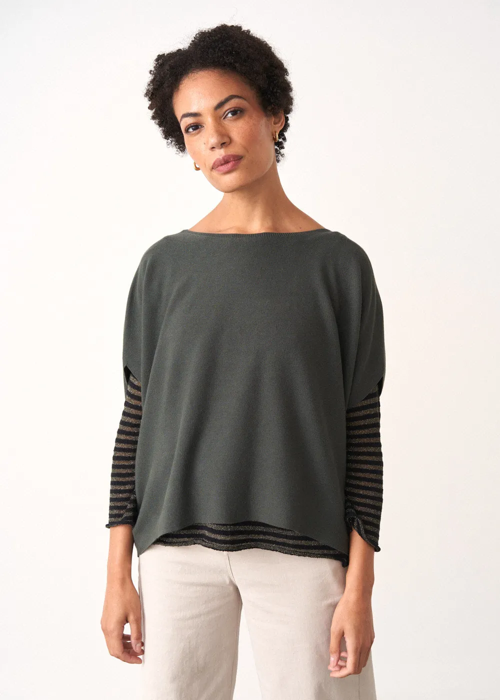 COSIMA SLEEVELESS SWEATER - GREY GREEN