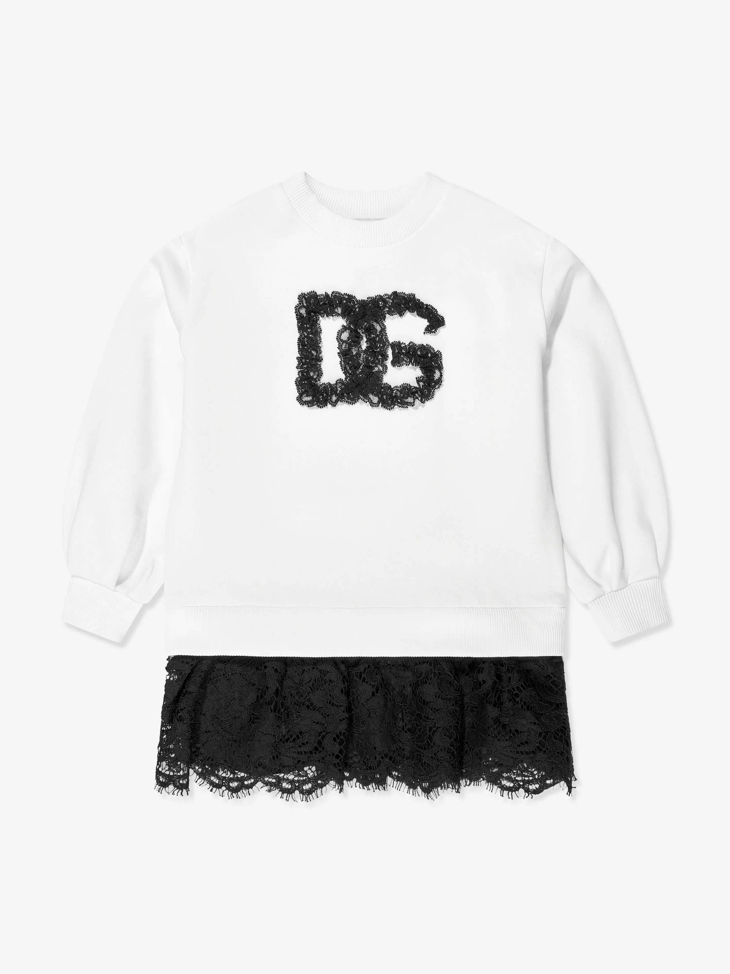 Dolce & Gabbana Girls Logo Sweater Dress in White