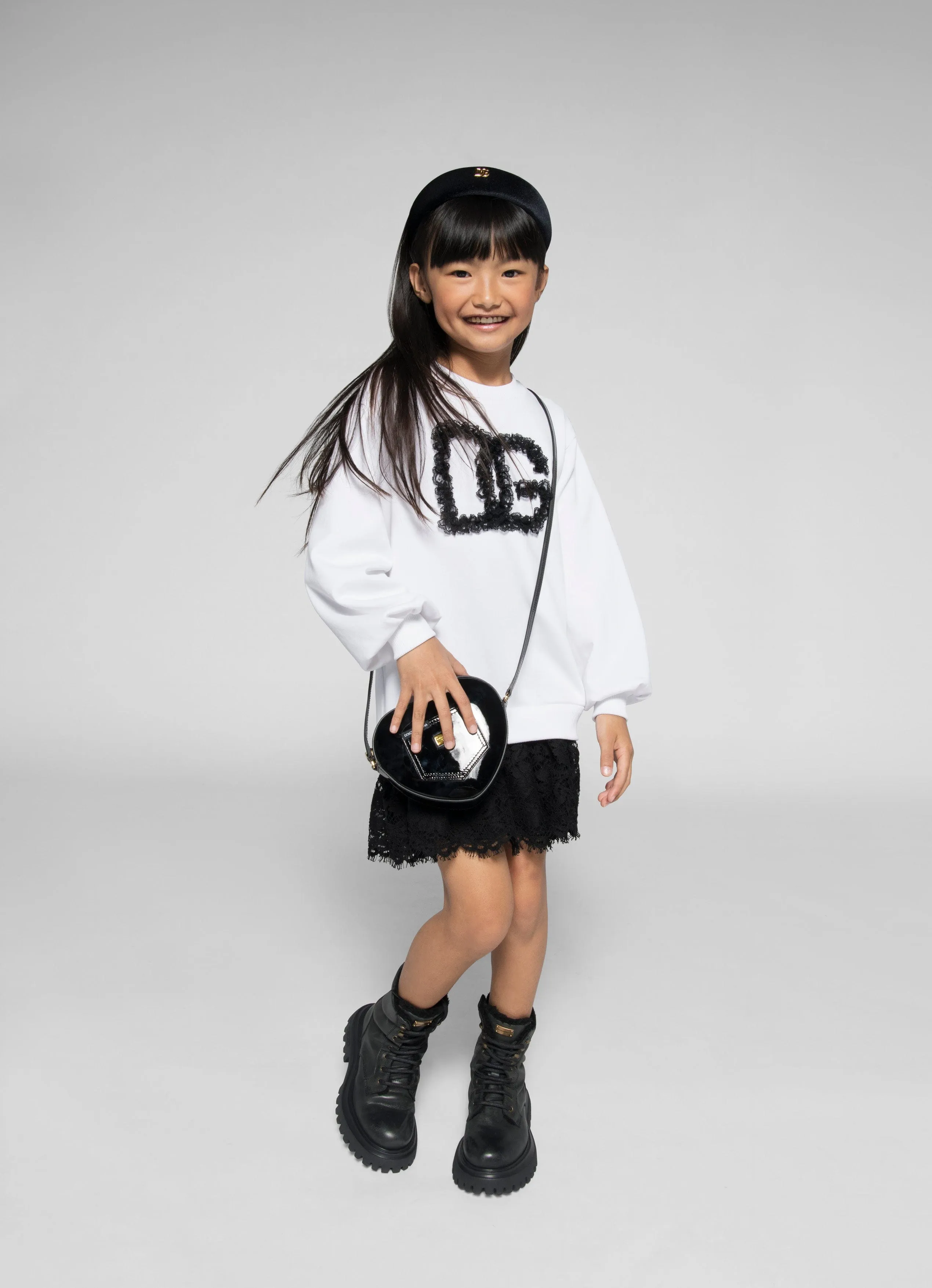 Dolce & Gabbana Girls Logo Sweater Dress in White