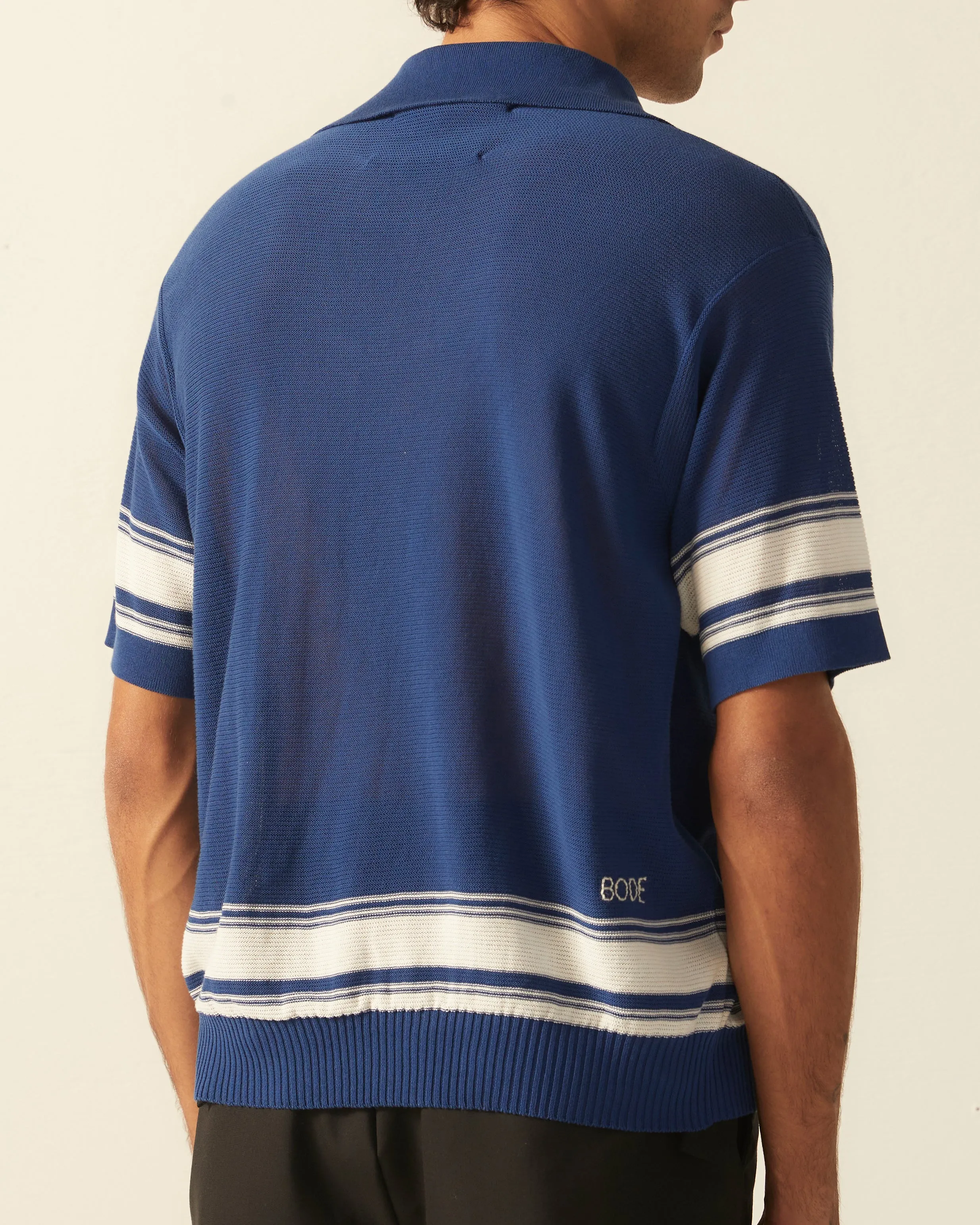 Edge Stripe Polo - Navy