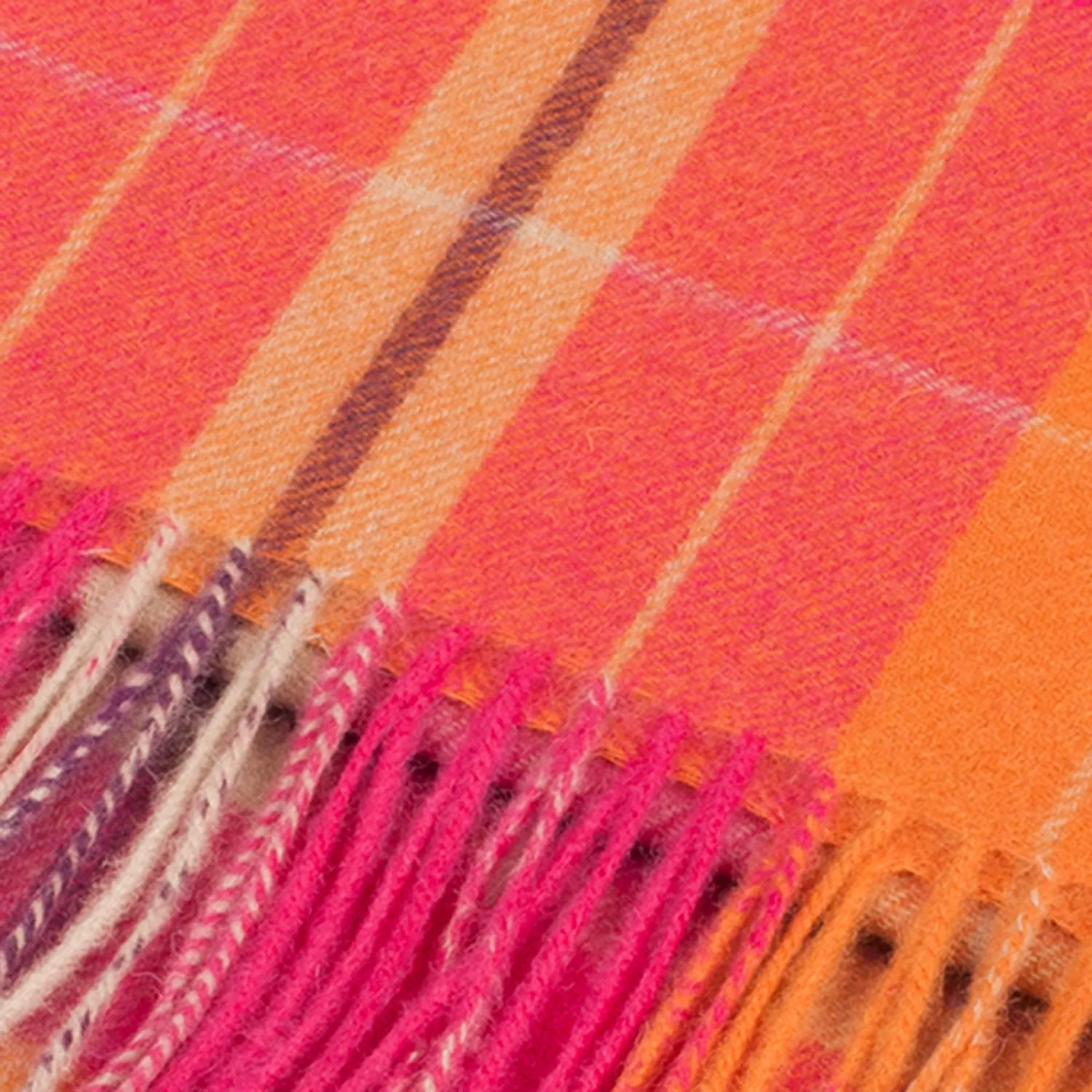 Edinburgh 100% Lambswool Scarf  Heivon Check - Radicchio/Oriental Ginger