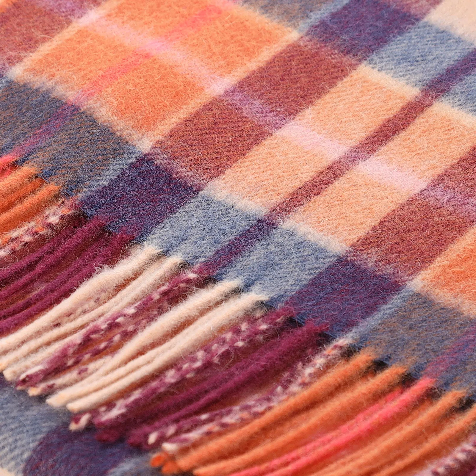 Edinburgh 100% Lambswool Tartan Scarf Cragg Check Ginger