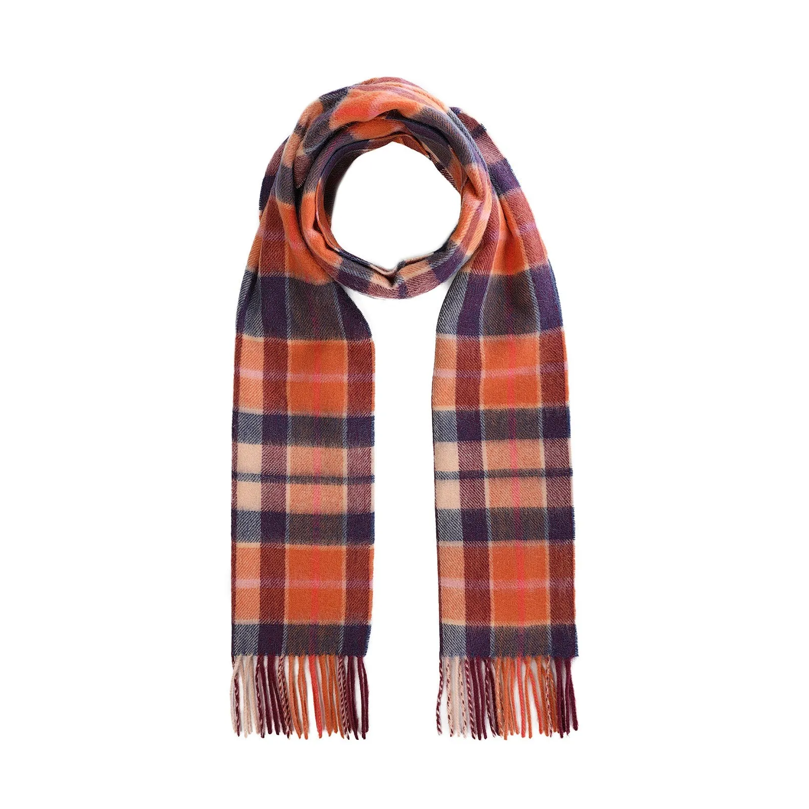 Edinburgh 100% Lambswool Tartan Scarf Cragg Check Ginger