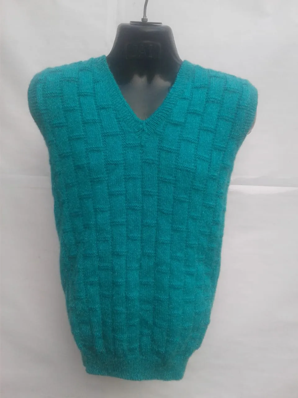 Graminarts Handmade Sea Green Vardhman Woollen Knitted Half Sweater For Men