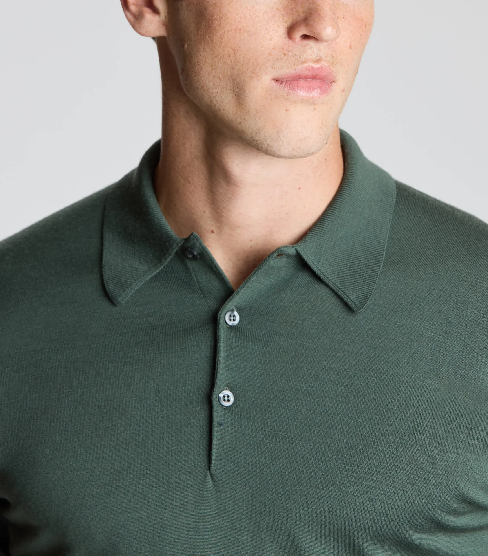 Highland Green Merino Wool Polo Neck Knitwear