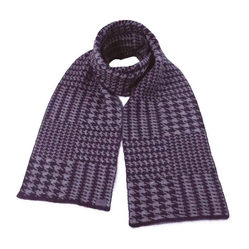 Hounds Tooth Possum Merino Scarf - Grape