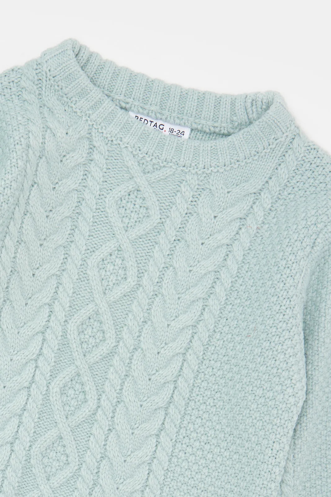 Infant Boys Mint Cable Knitted Pullover