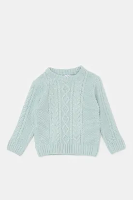 Infant Boys Mint Cable Knitted Pullover