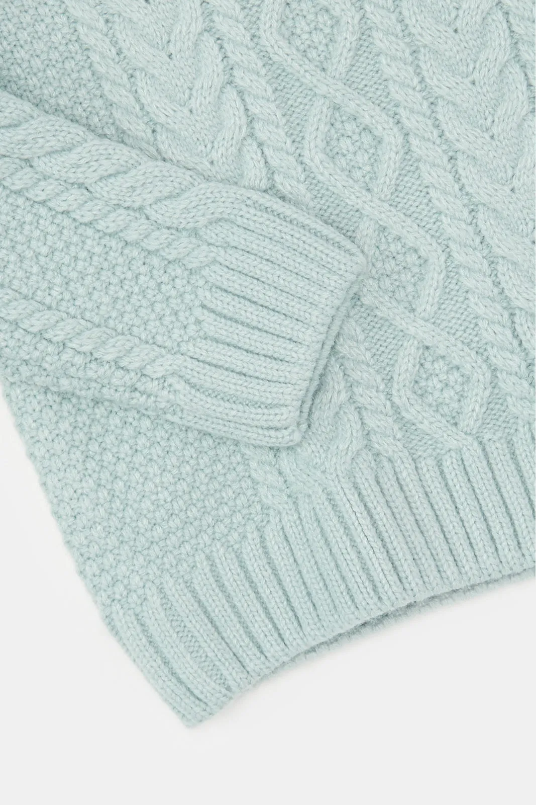 Infant Boys Mint Cable Knitted Pullover