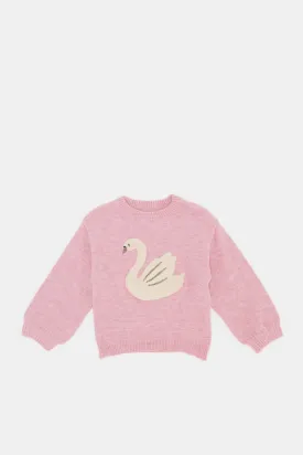 Infant Girls Pink Swan Artwork Pullover