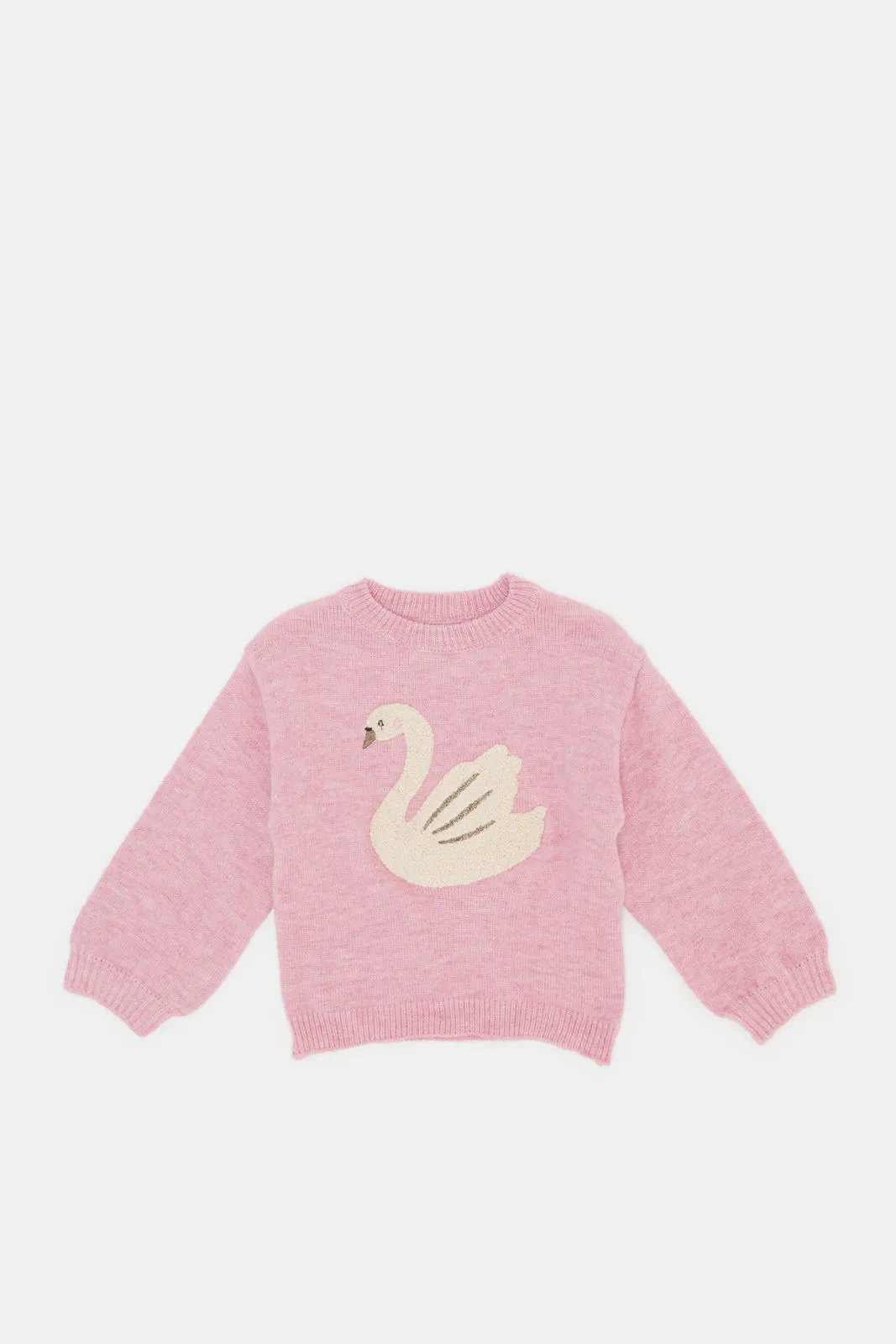 Infant Girls Pink Swan Artwork Pullover