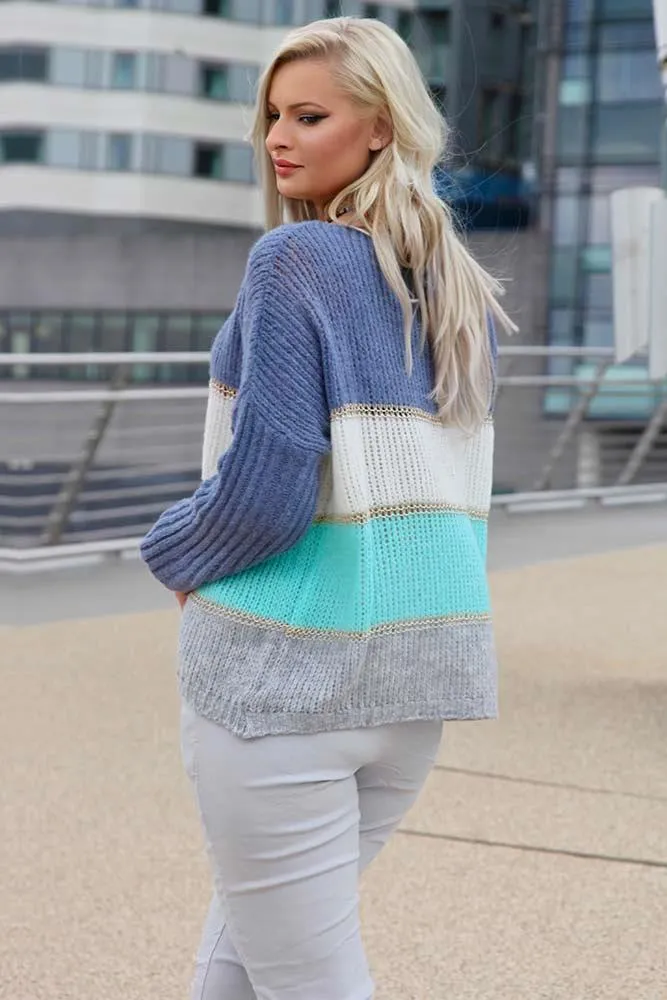 Italian Chunky Knit Panelled Jumper