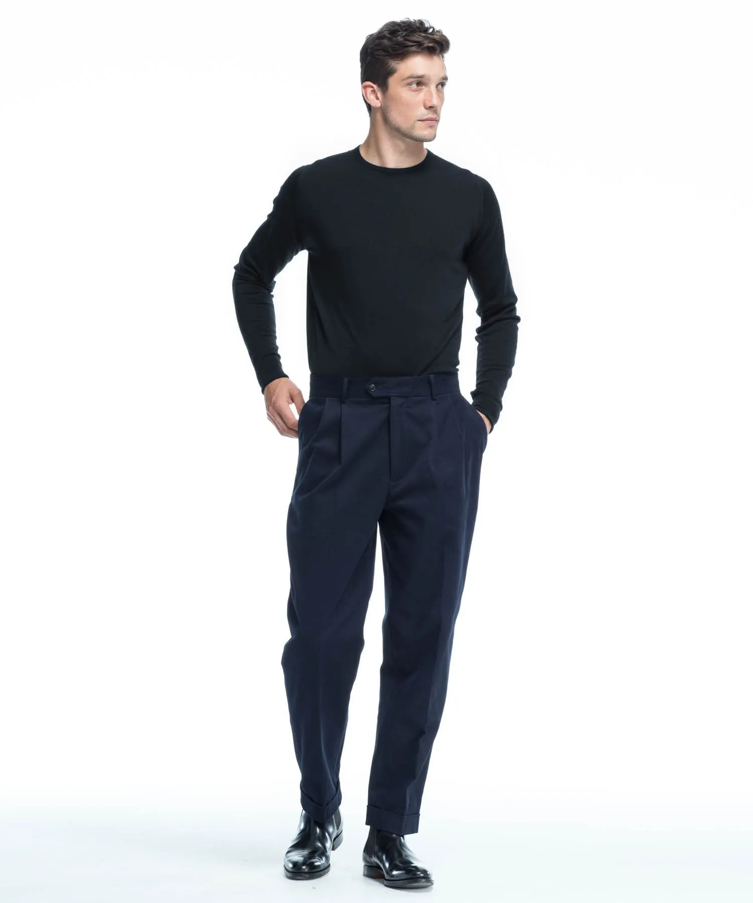 John Smedley Easy Fit Crewneck Merino Sweater in Black