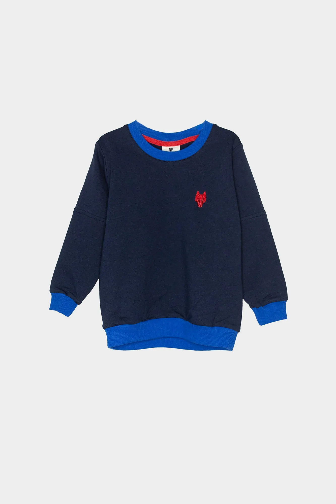 Kid’s sweater One Wolf, dark blue with red logo