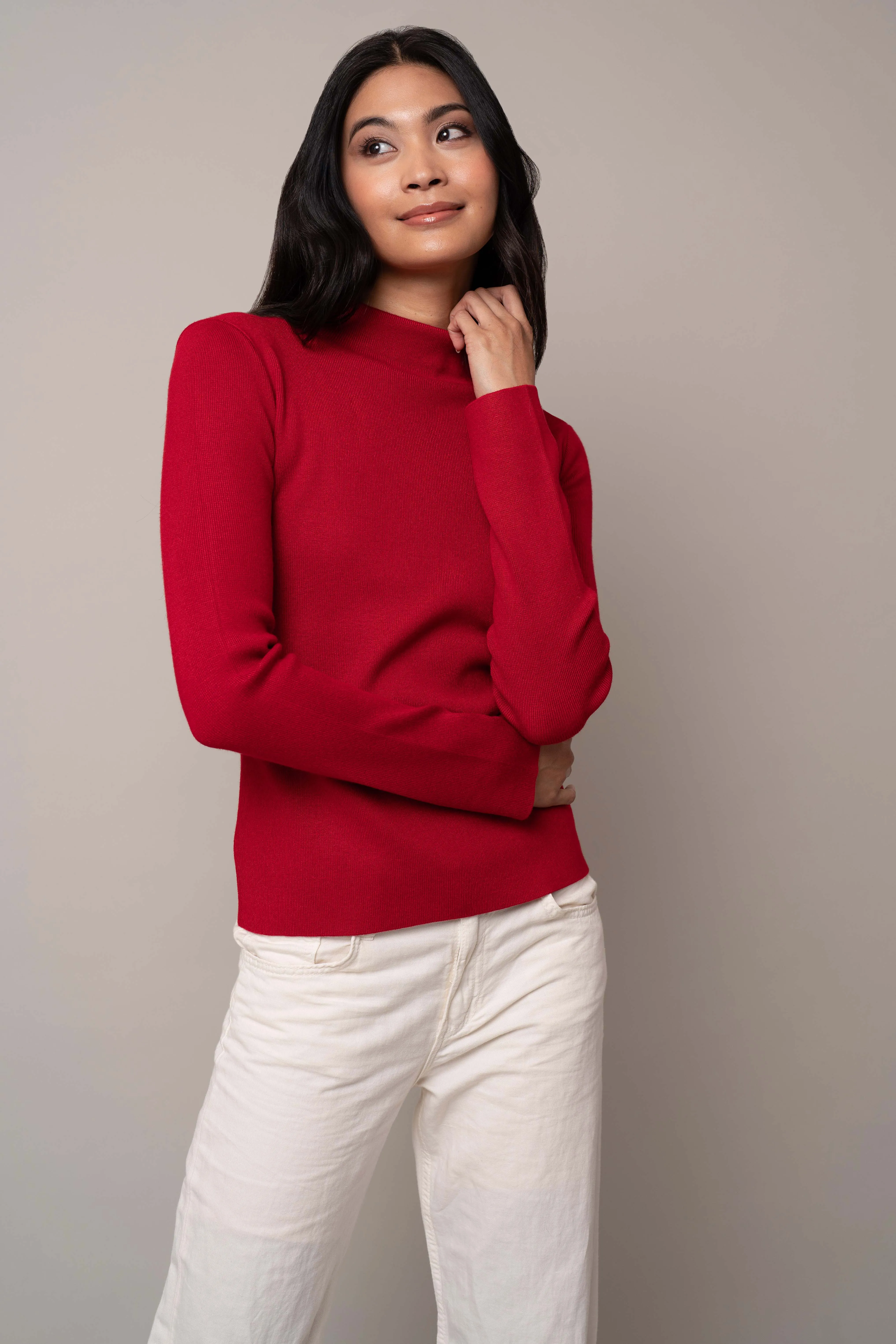 Long Sleeve Funnel Neck Pullover