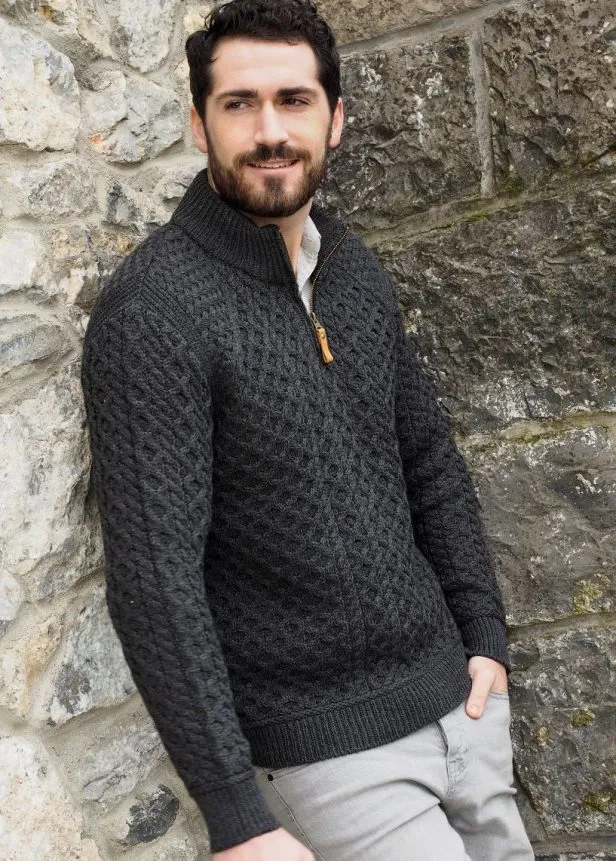 Men's Aran Super Soft 1/2 Zip Sweater