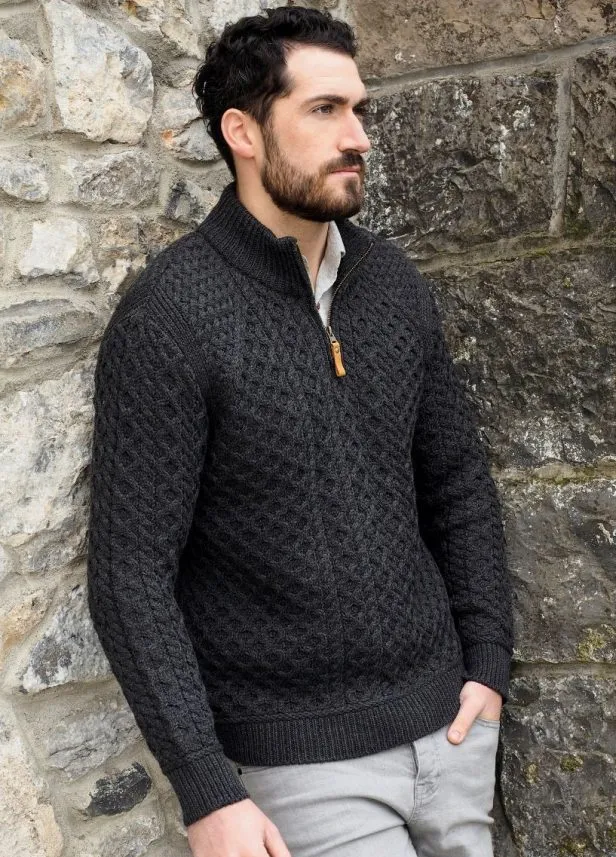 Men's Aran Super Soft 1/2 Zip Sweater