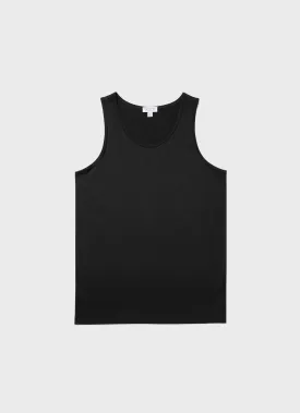 Men's Superfine Cotton Underwear Vest in Black