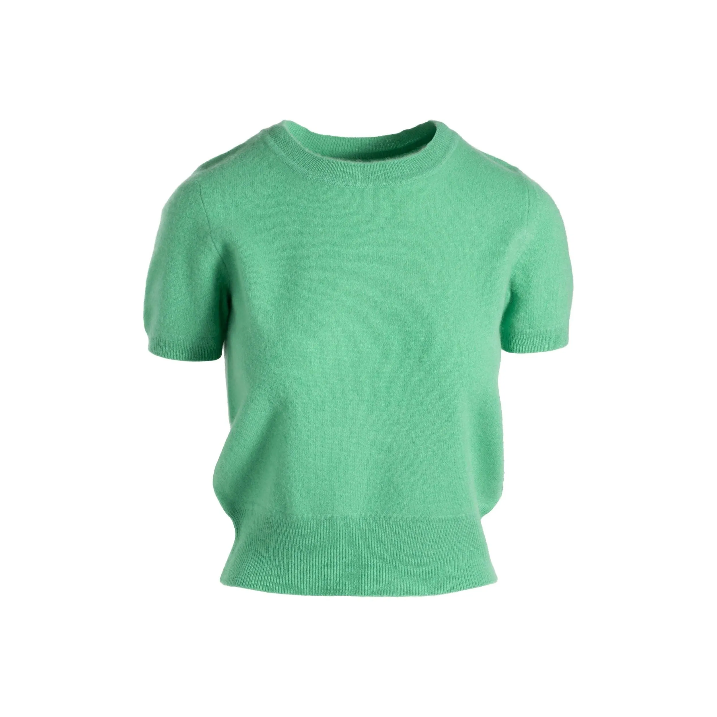 Naadam Cashmere Short Sleeve Cropped Round Neck Pullover Emerald