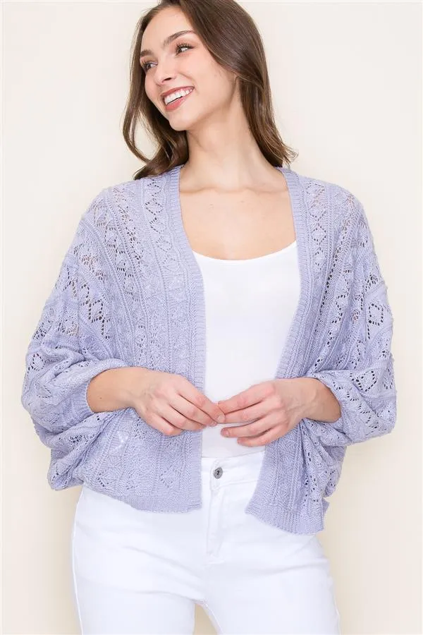 Open Weave Cardigan - periwinkle