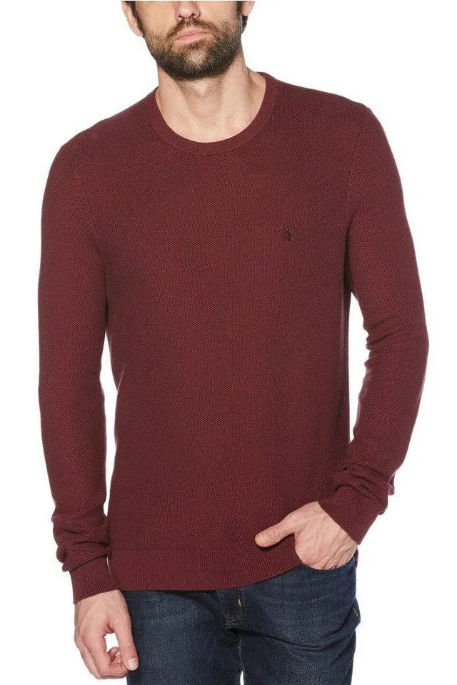 Original Penguin Tuck Stitch Crew Neck Sweater in Tawny Port