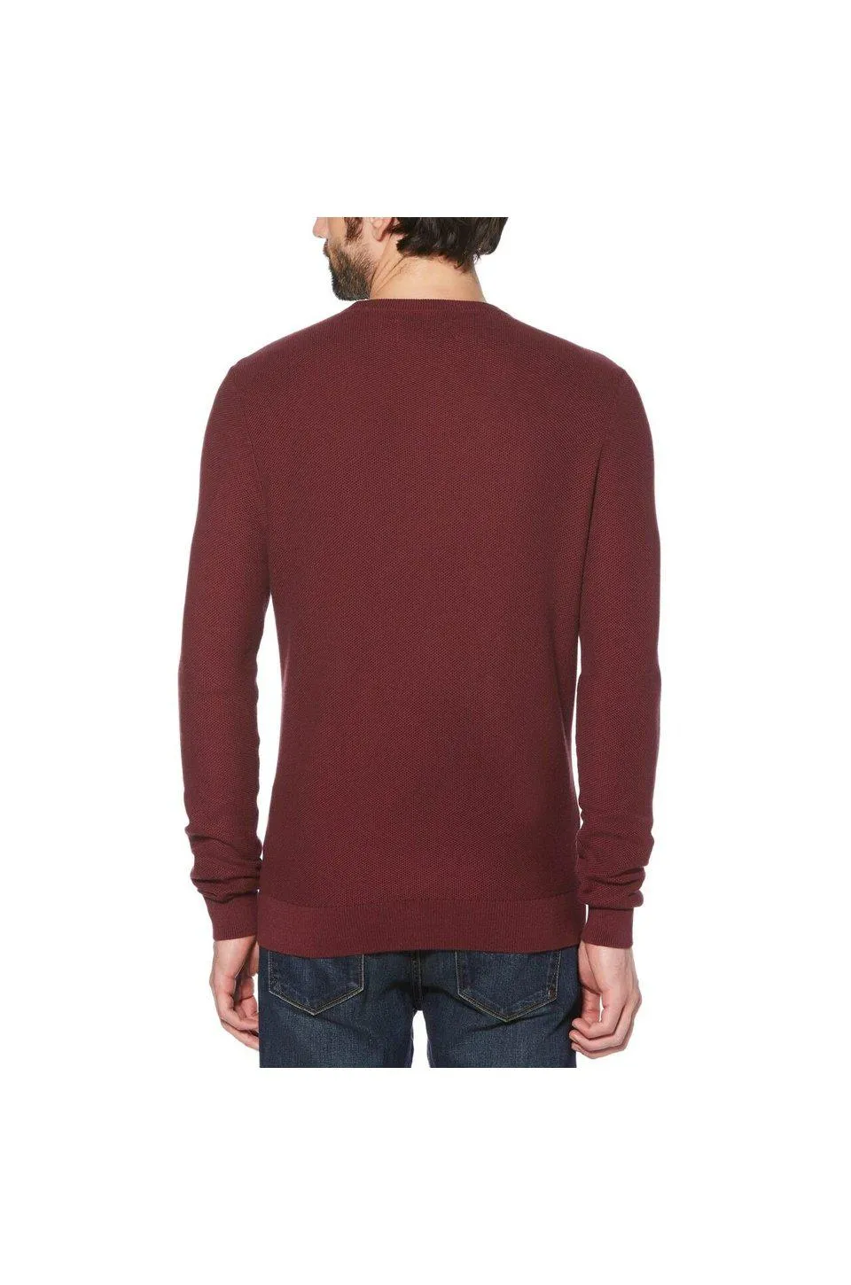 Original Penguin Tuck Stitch Crew Neck Sweater in Tawny Port