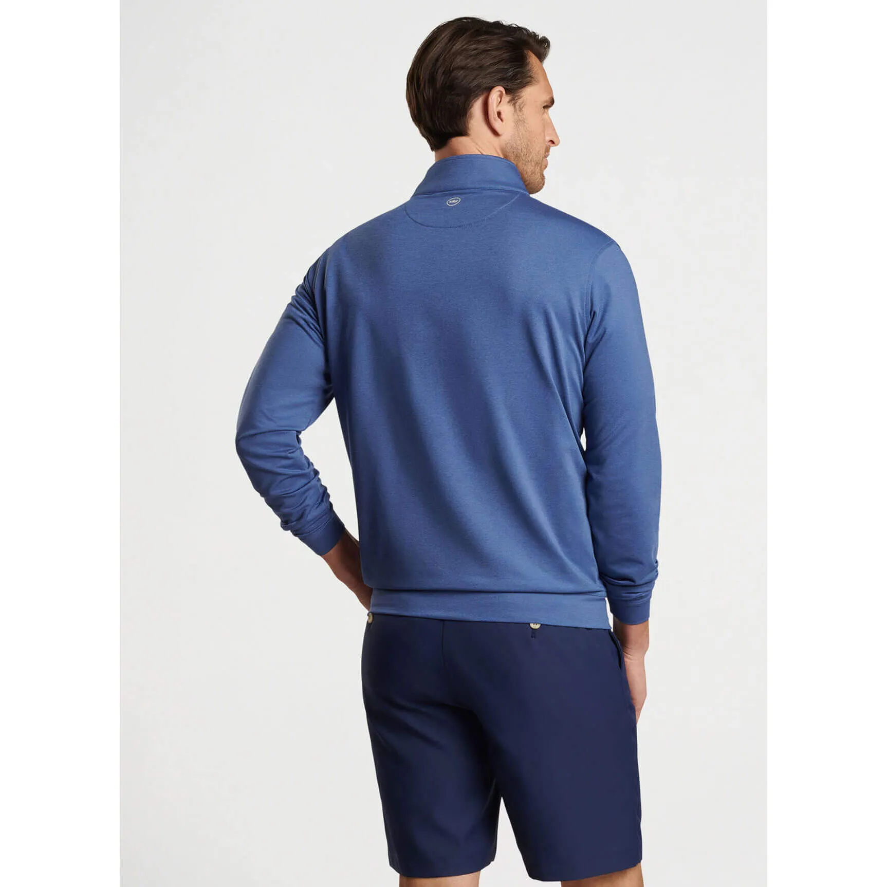 Peter Millar Men's Perth Mélange Performance 1/4 Zip Pullover Sweater - Sport Navy