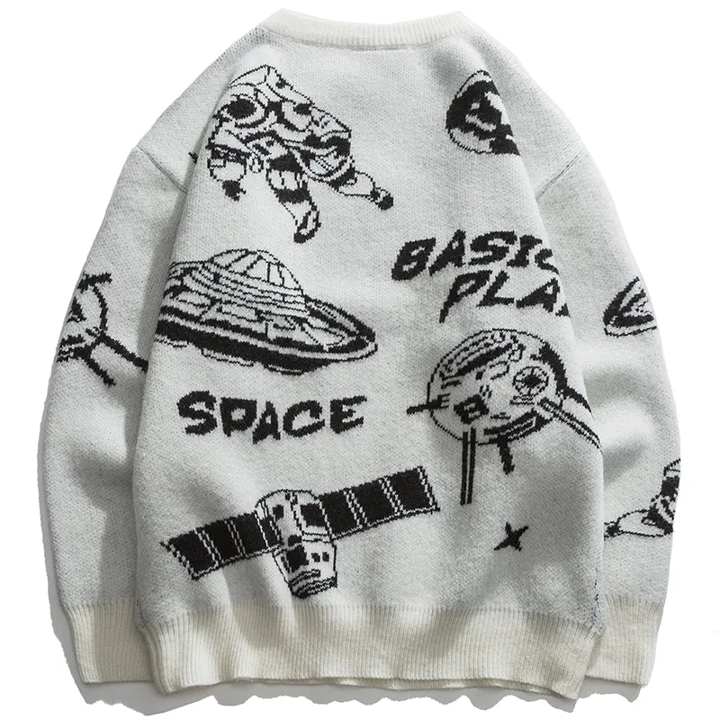 PopFlying Graphic Knit Sweater Space Station