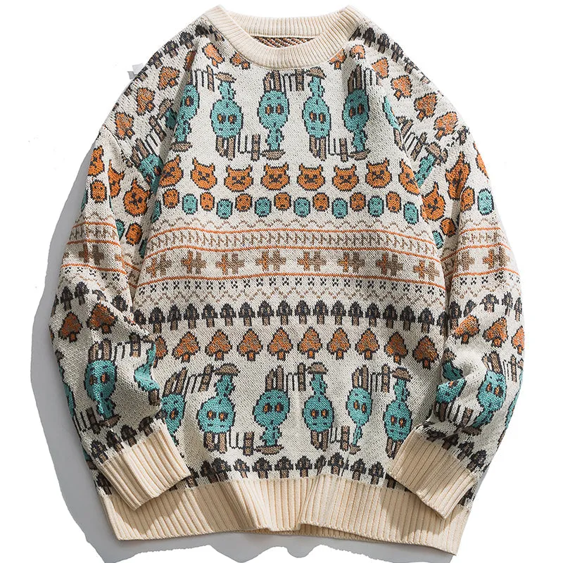 PopFlying Vintage Sweater Knitting Jacquard