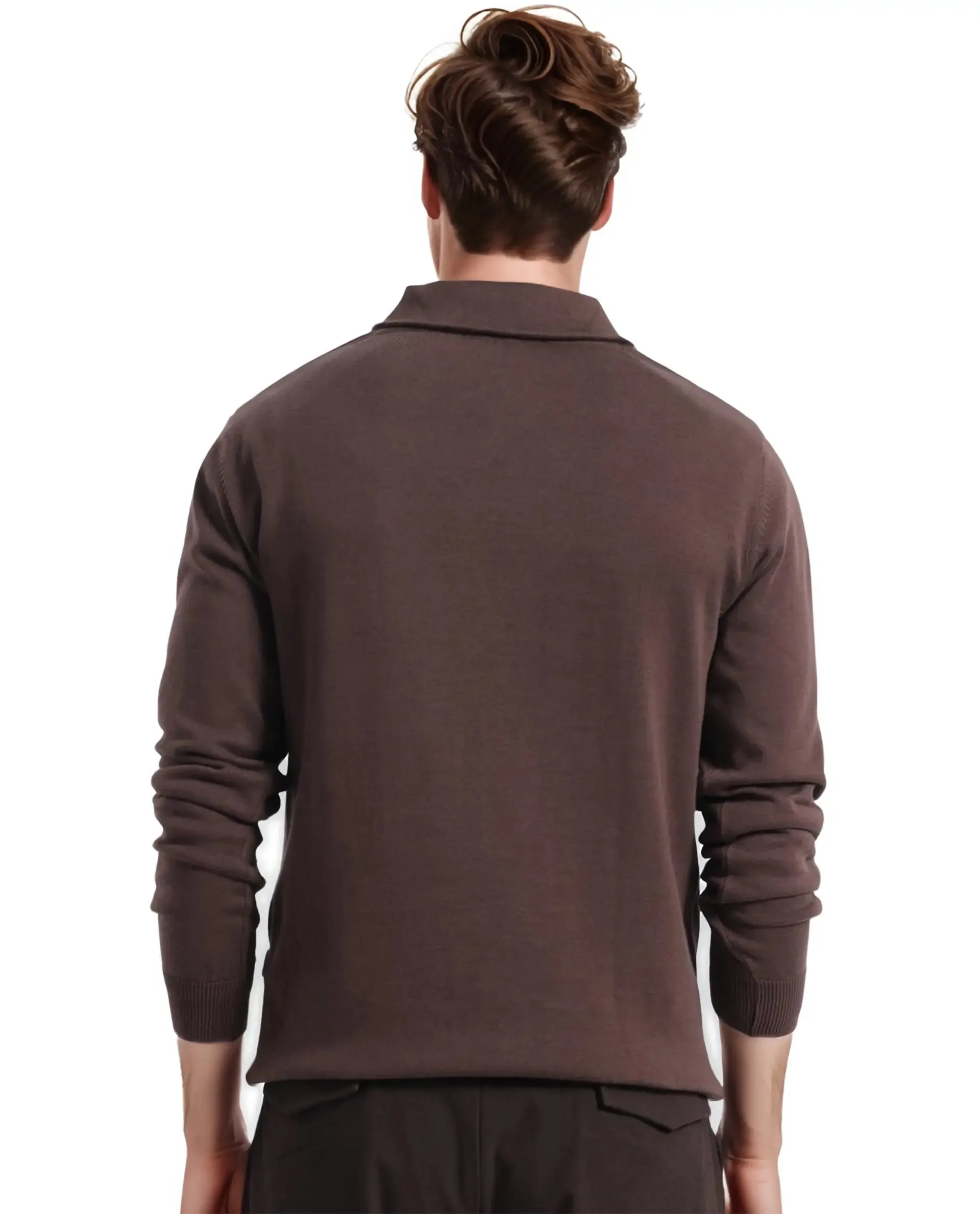 Rare Rabbit Men's Kenlay Brown Full Sleeve Collarless Regular Fit Plain Sweater