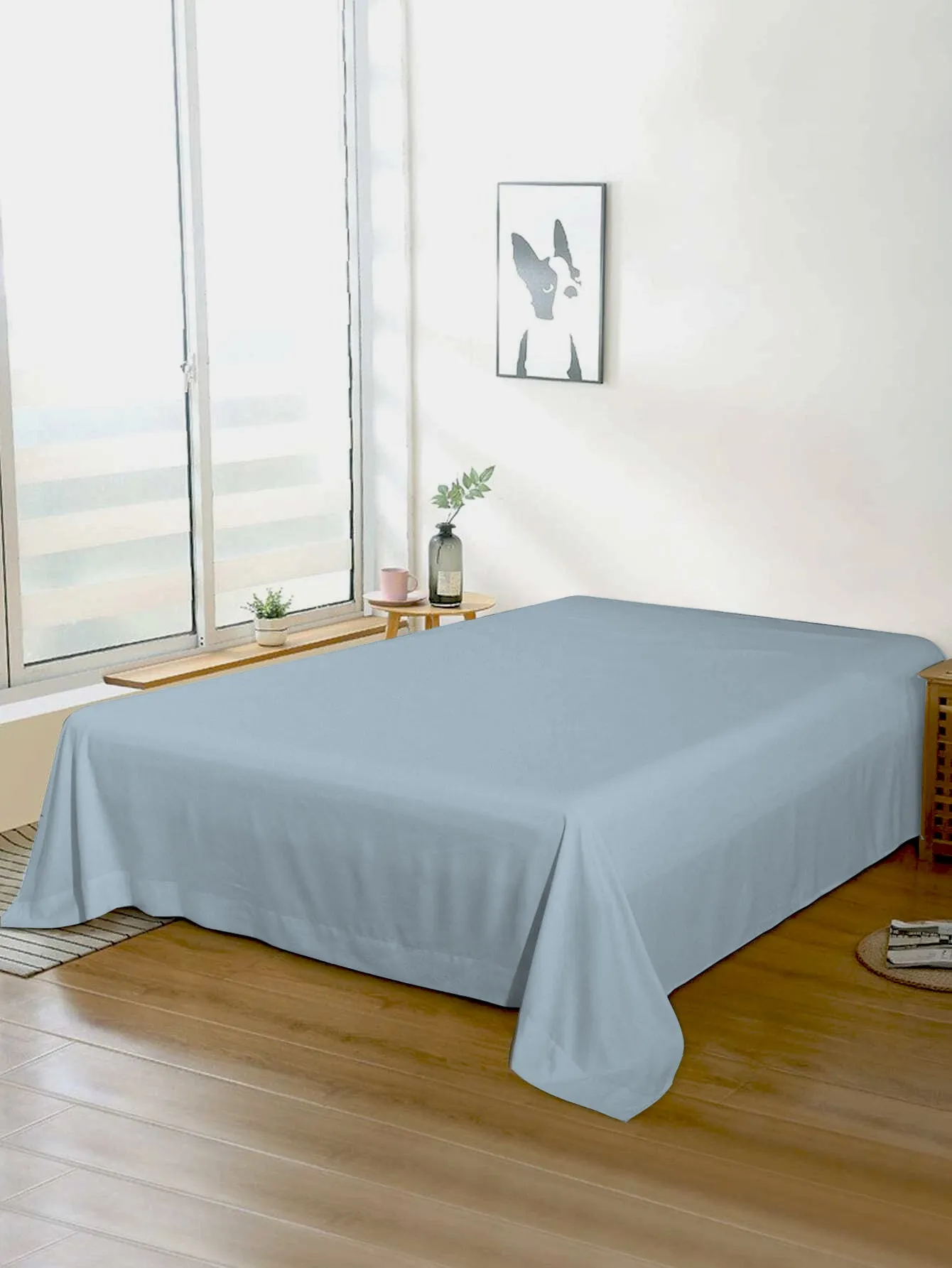 Rest Super Soft Single Flat Sheet 160x220cm-Metalic Blue