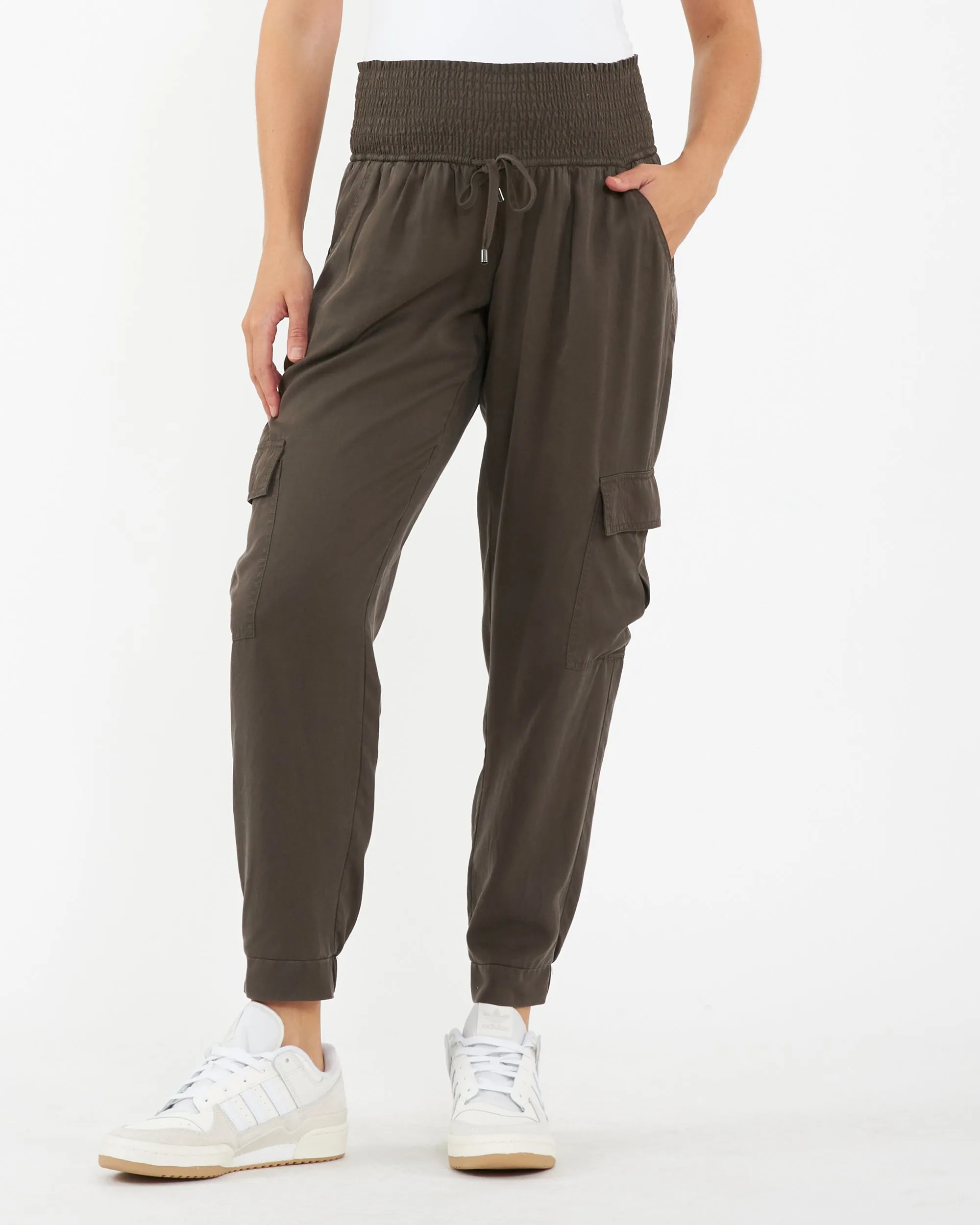 Ripe Maternity Tencel Off Duty Cargo Pocket Pant Brown