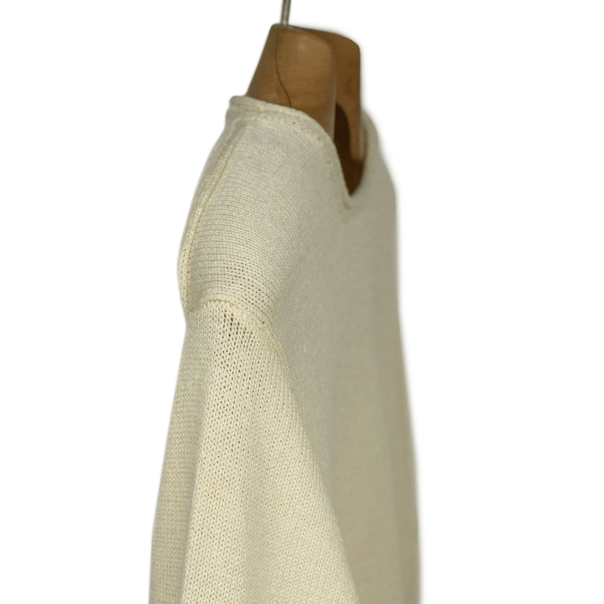 Rolled edge tunic sweater in Mist off-white linen (restock)