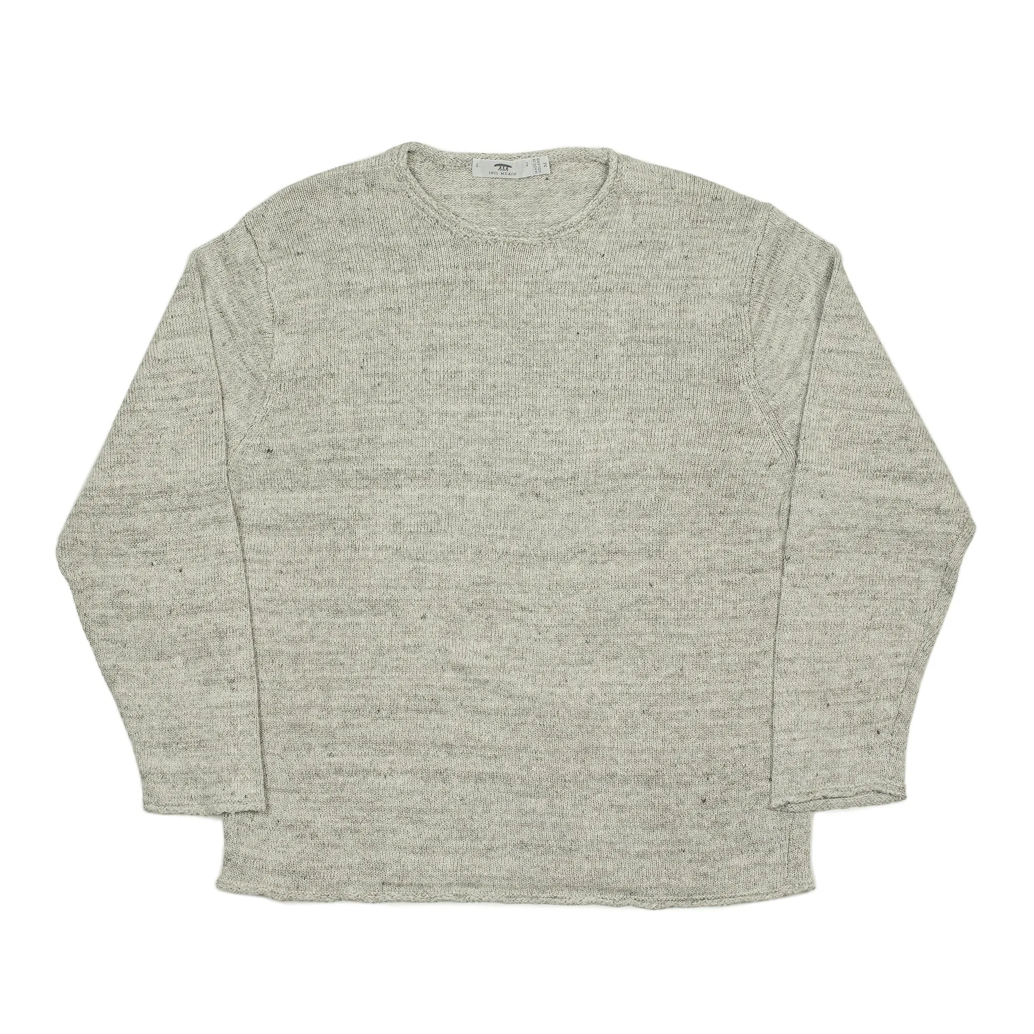 Rolled edge tunic sweater in Papyrus grey mix linen (restock)