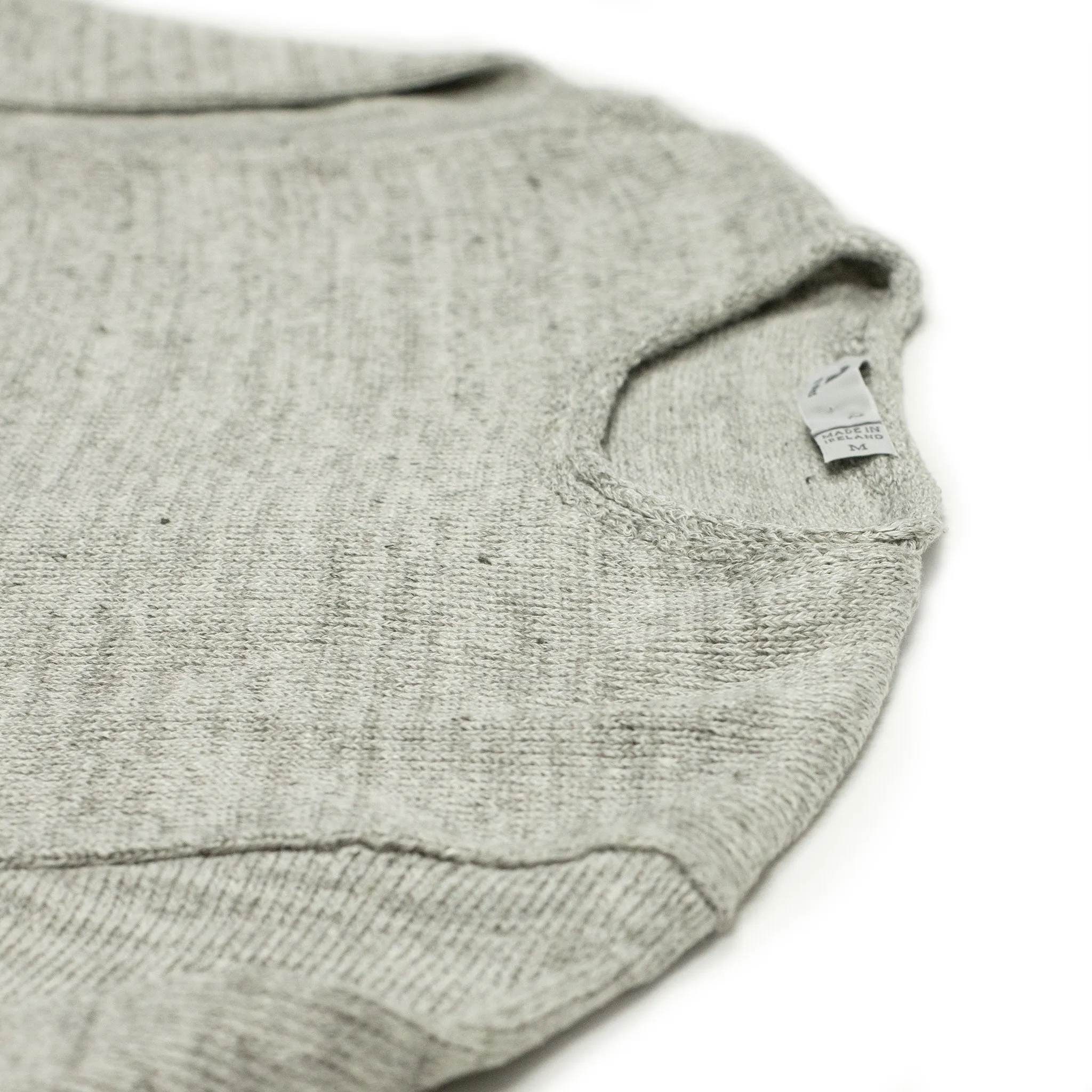 Rolled edge tunic sweater in Papyrus grey mix linen (restock)