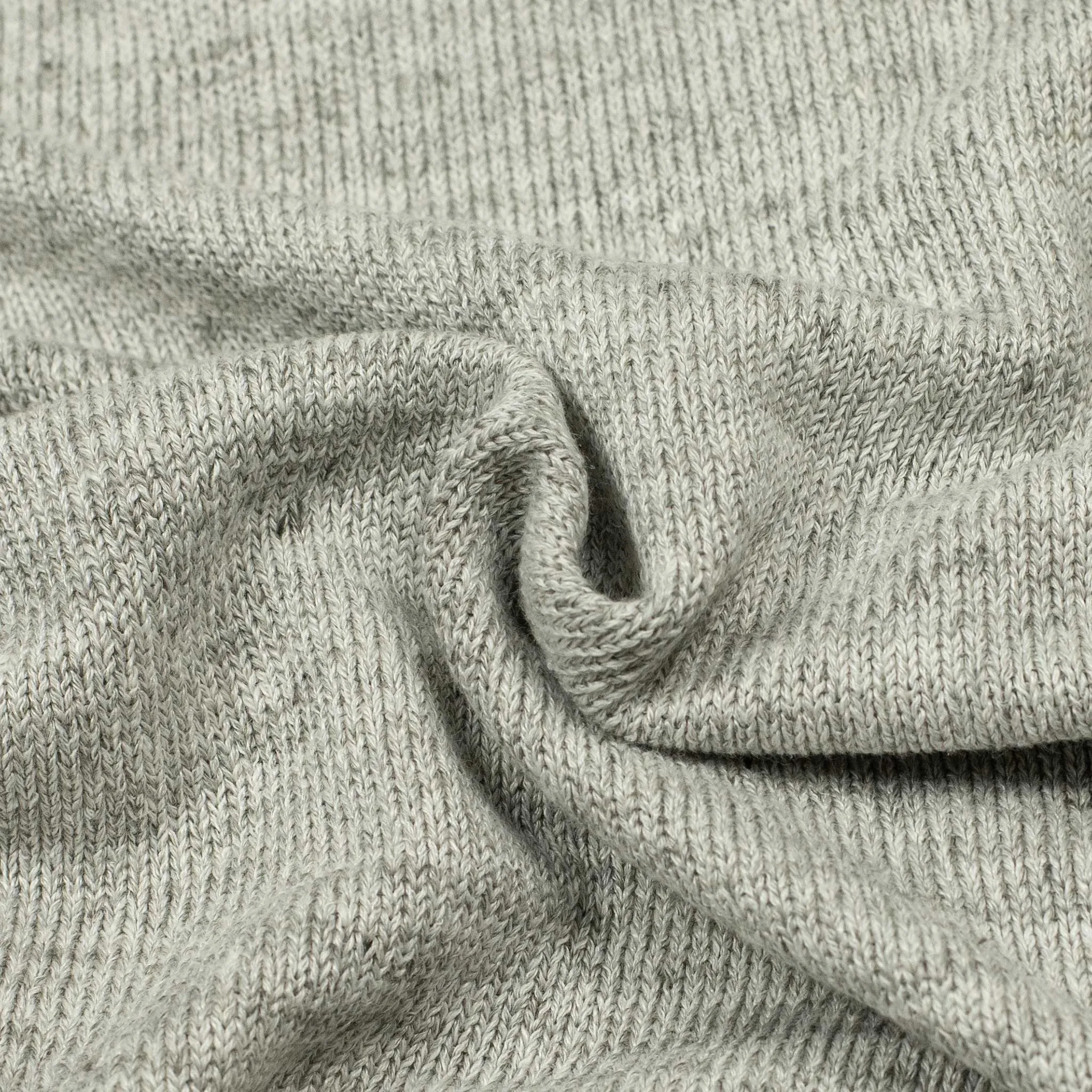 Rolled edge tunic sweater in Papyrus grey mix linen (restock)