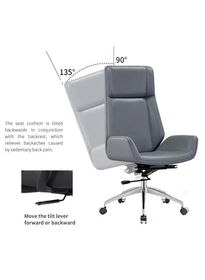 Sleek Modern Executive Office Chair With Full Leather for Long Comfortable Use